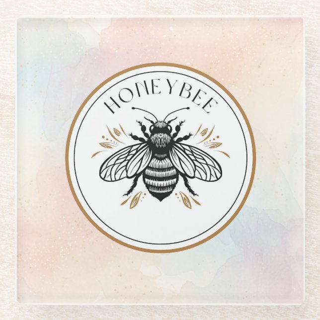 Honey Bee Glass Coaster (Front)