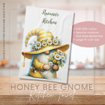 Honey Bee Gnome Kitchen Towels