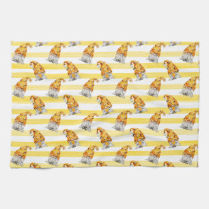 Honey Bee Gnomes Pattern Tea Towel