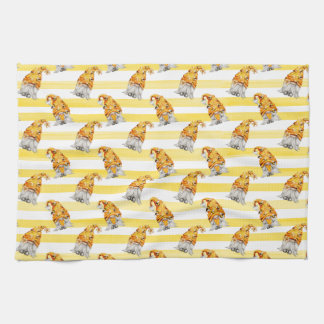 Honey Bee Gnomes Pattern Tea Towel