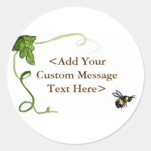 Honey Bee & Green Vine Label Stickers