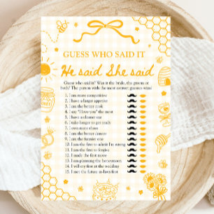 Honey Bee He Said She Said Bride or Groom Game Invitation