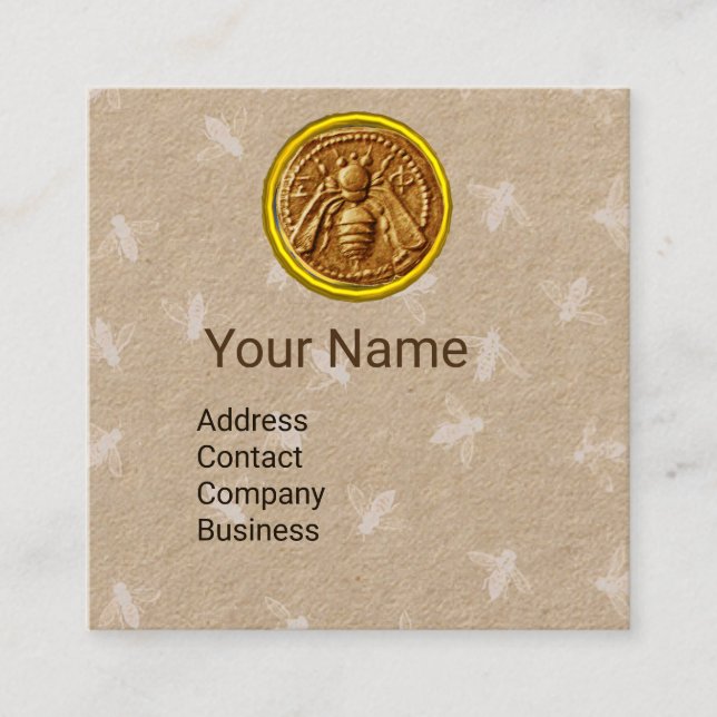 HONEY BEE HIV,BEEKEEPING,BEEKEEPER,APIARIST Kraft Square Business Card (Front)
