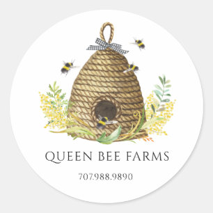 Honey Bee Hive Apiary Beekeeper Business Classic Round Sticker
