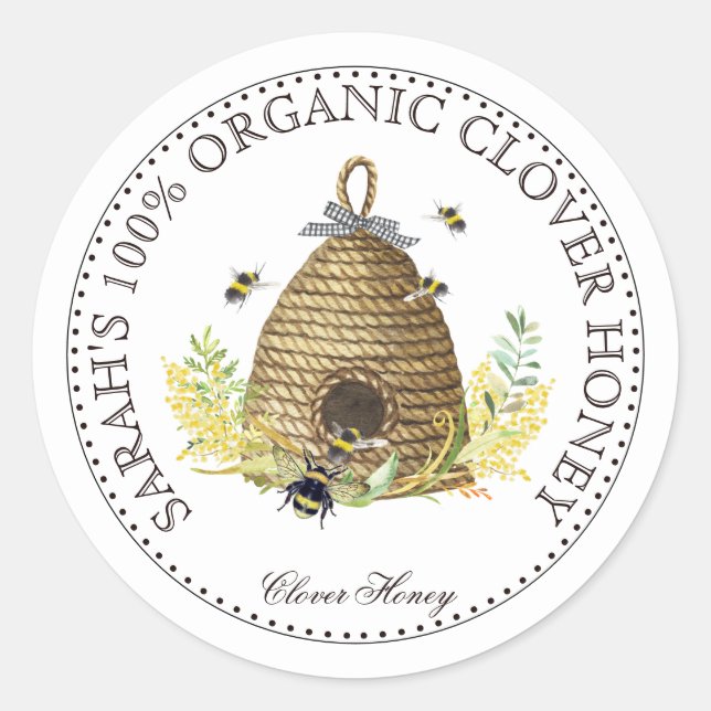 Honey Bee Hive Honey Jar Label (Front)