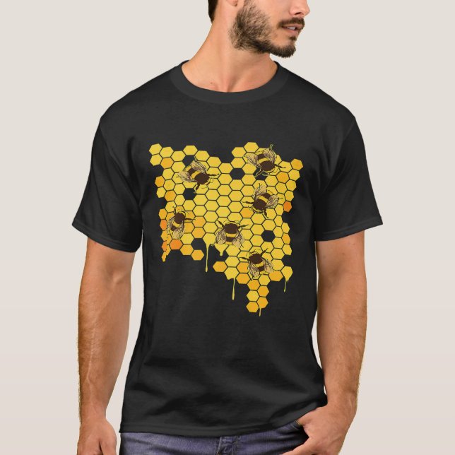 Honey Bee Hive Honeycomb Beekeeping Beekeeper T-Shirt (Front)