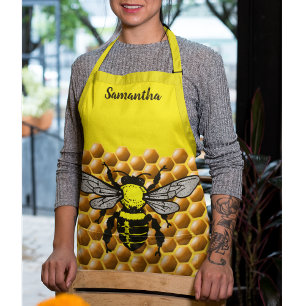 Honey Bee Hive Pattern Cute Insect Apiary Apron