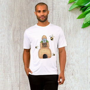 Honey Bee Hive with Blue Flower and Bees T-Shirt