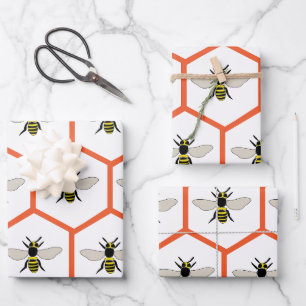Honey Bee Honeycomb Baby Shower Birthday Wrapping Paper Sheet
