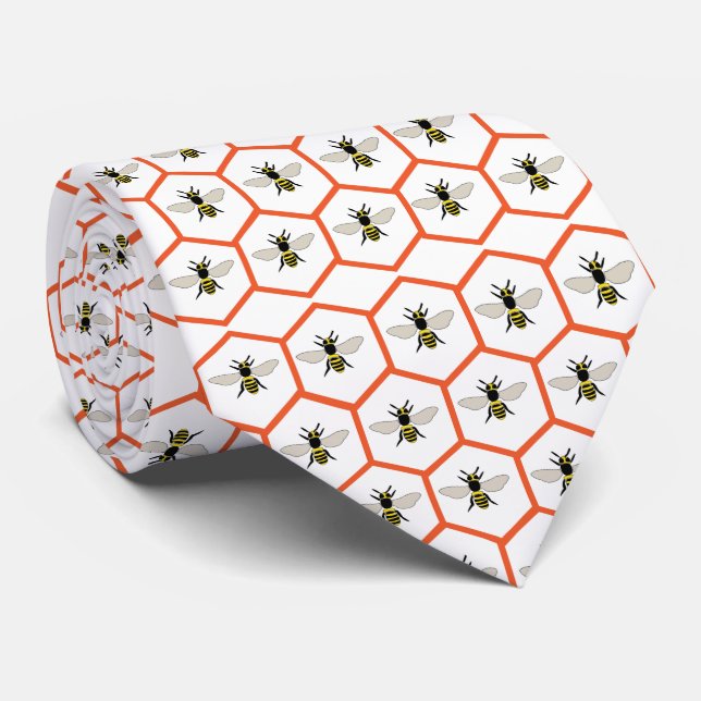 Honey Bee Honeycomb Beekeeper Birthday Tie (Rolled)