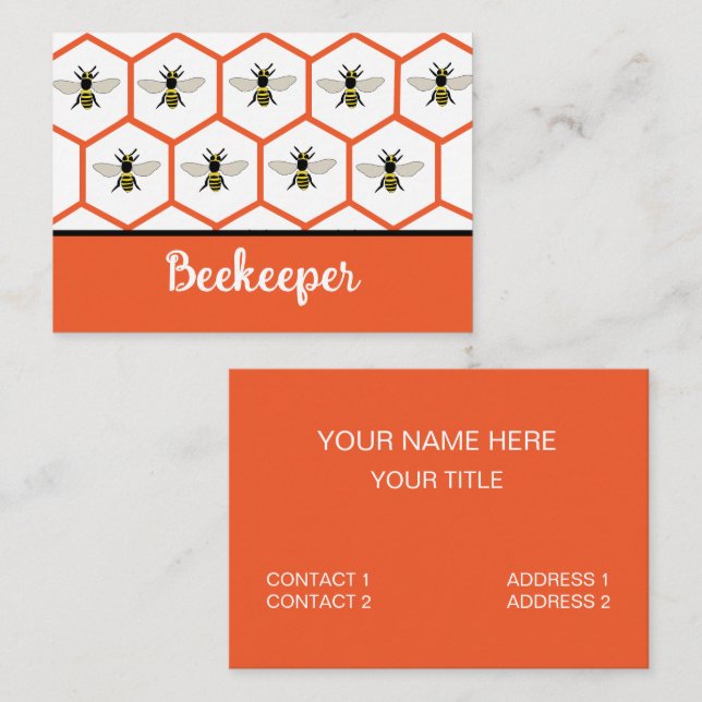 Honey Bee Honeycomb Beekeeper Business Card (Front/Back)