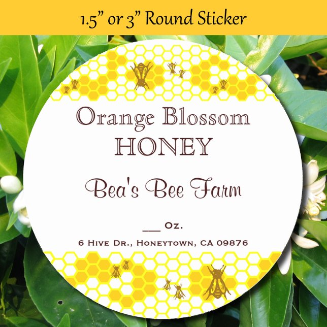 Honey Bee Honeycomb Custom 1.5" Round Sticker (Creator Uploaded)