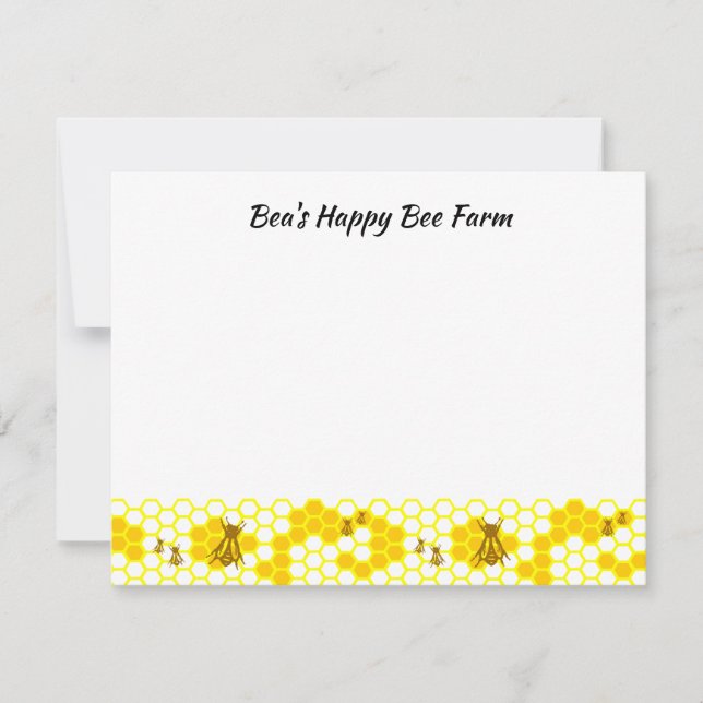 Honey Bee Honeycomb Editable Card (Front)