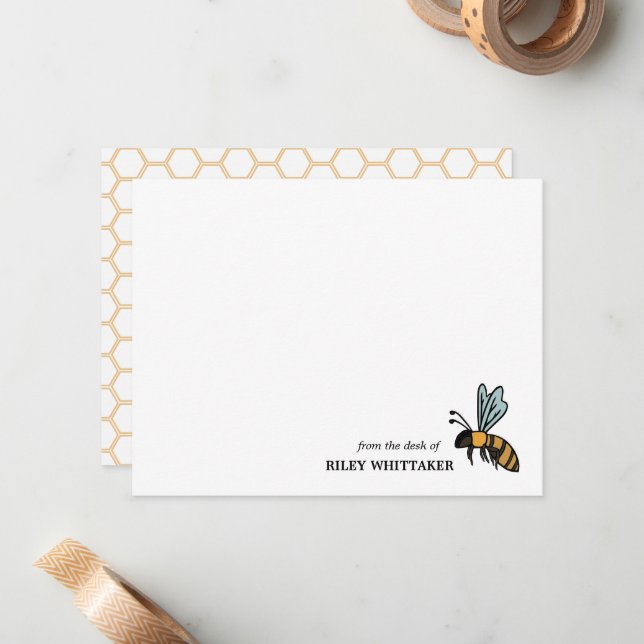 Honey Bee Honeycomb From the Desk of Card (Front/Back In Situ)