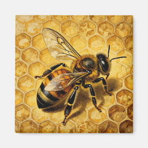 Honey Bee Honeycomb Golden Nature  Magnet