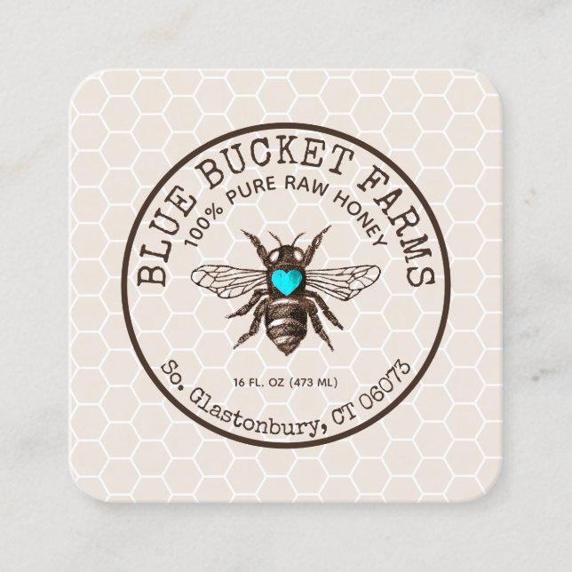  Honey Bee Honeycomb Square Business Card (Front)