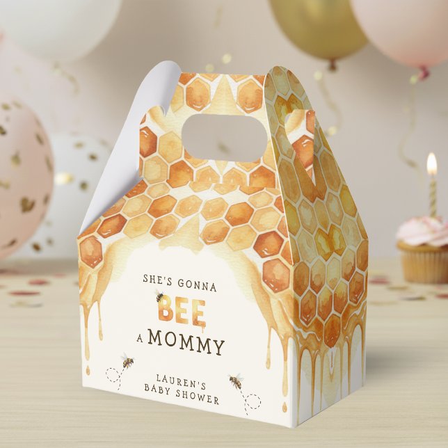 Honey Bee Honeycomb Watercolor Baby Shower Favour Box (Honey Bee Honeycomb Watercolor Baby Shower Favor Boxes
)