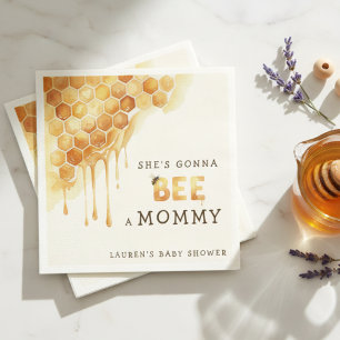 Honey Bee Honeycomb Watercolor Baby Shower Napkin
