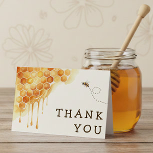 Honey Bee Honeycomb Watercolor Bumblebee Thank You Card