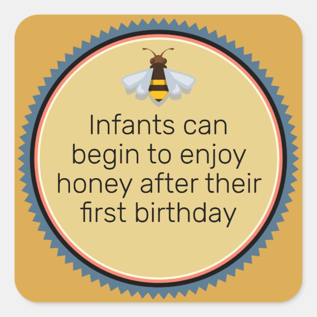 Honey Bee Infant Warning Square Sticker (Front)