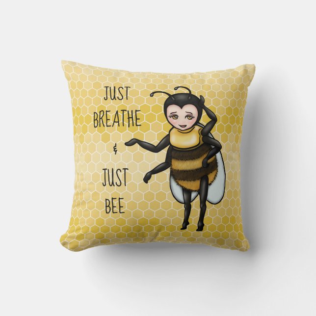 Honey Bee Just Breathe & Just Bee  Cushion (Front)