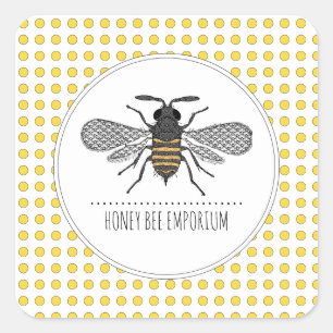 Honey Bee Logo Apiary Beekeeper Honey Products Square Sticker