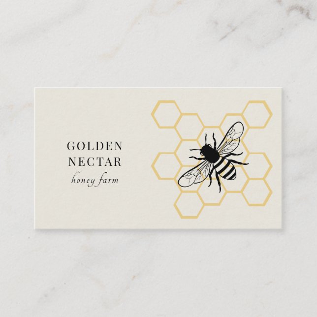 Honey Bee Logo Beekeeper Apiary Business Card (Front)