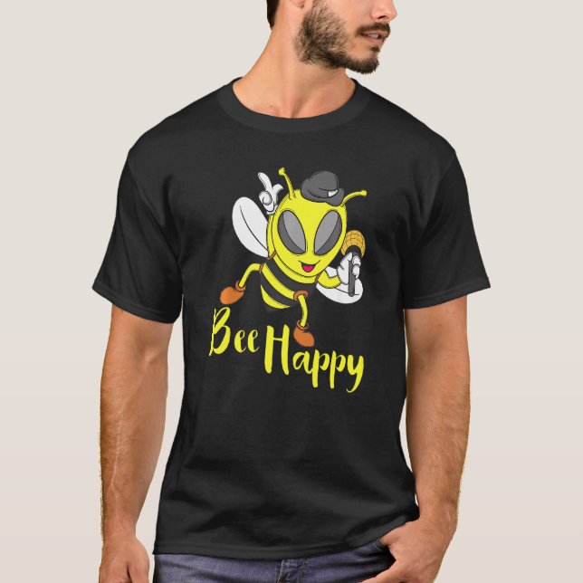 Honey Bee Lover  Bee Happy Beekeeper T-Shirt (Front)