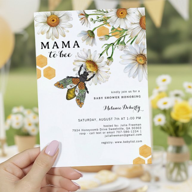 Honey Bee Mama to Bee Baby Shower Invitation | Wil (Honey bee themed baby shower invitation)