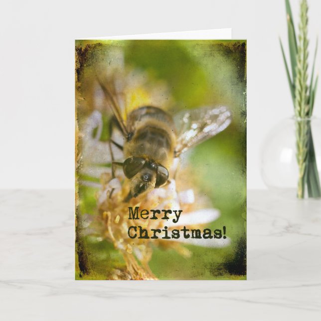Honey Bee Merry Christmas Holiday Card (Front)