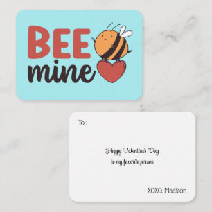 Honey Bee Mine Funny Pun Cute Kids Valentine's Day Card