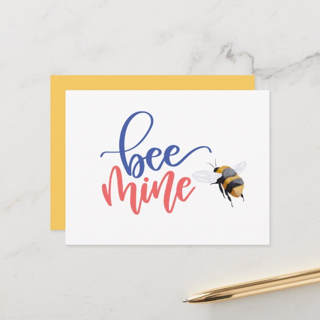 Honey Bee Mine Funny Valentine's Day Card (Front/Back In Situ)