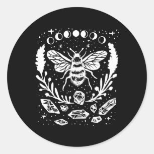 Honey Bee Moon Phases Crystals Gothic Punk Style Classic Round Sticker