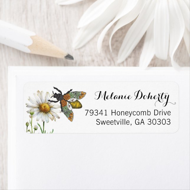 Honey Bee Mummy to Bee Address Label | Bumblebee B (Insitu)