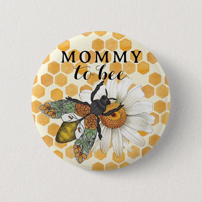 Honey Bee Mummy to Bee Baby Shower Favour Button | (Front)