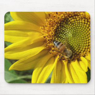 Honey bee of Yellow Sunflower Mouse Pad