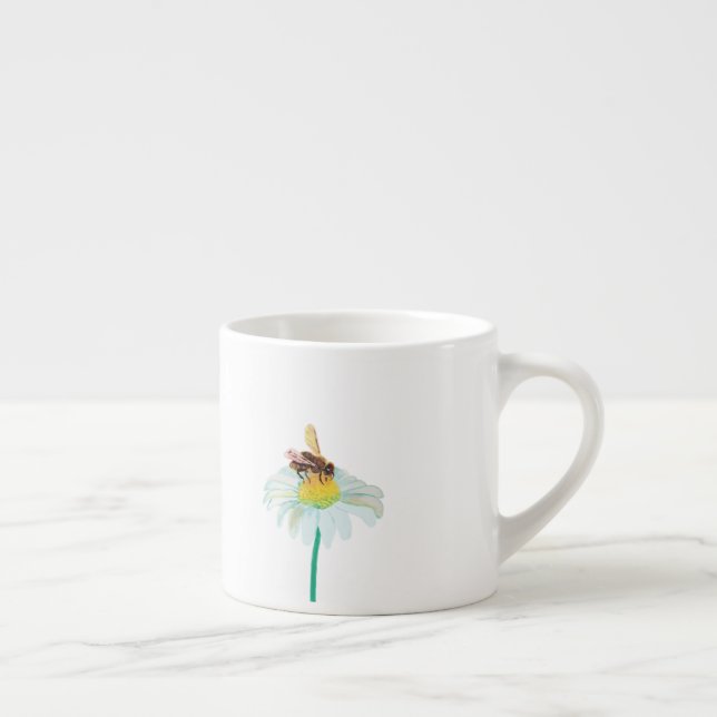 Honey Bee on a White Flower Espresso Cup (Right)