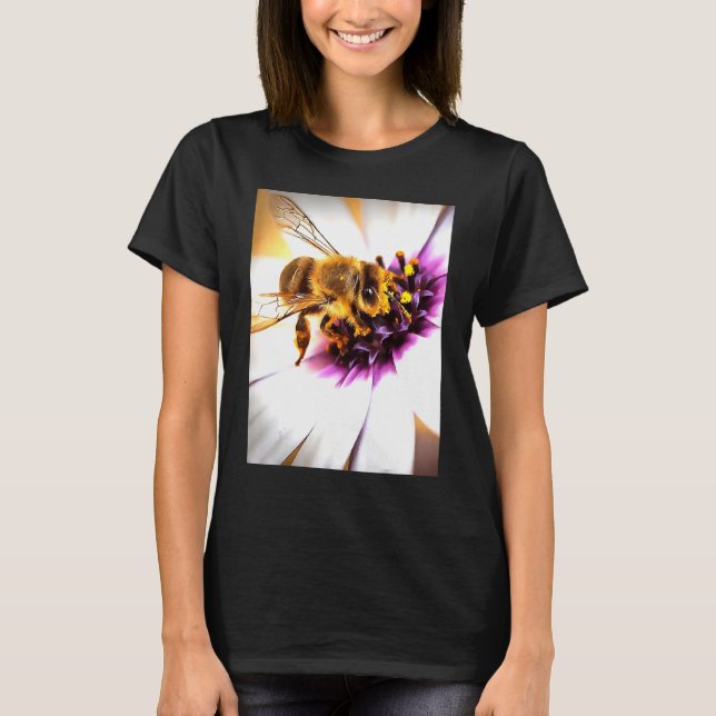 Honey Bee On African Daisy Acrylic Art T-Shirt (Front)