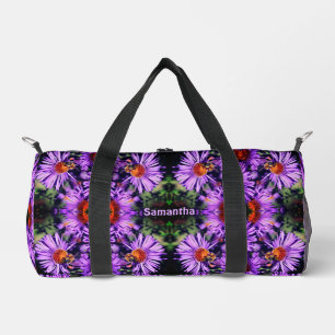 Honey Bee On Aster Flower Abstract Personalised Duffle Bag