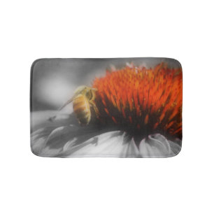 Honey Bee On Daisy Flower Nature Bath Mat