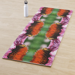 Honey Bee On Echinacea Daisy Flower Abstract  Yoga Mat