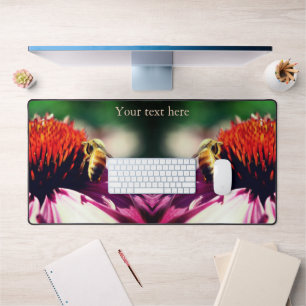Honey Bee On Echinacea Flower Personalised   Desk Mat