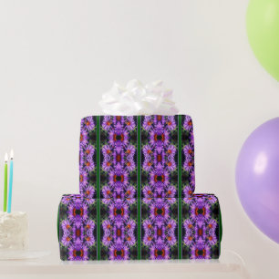 Honey Bee On Purple Aster Flower Abstract Wrapping Paper