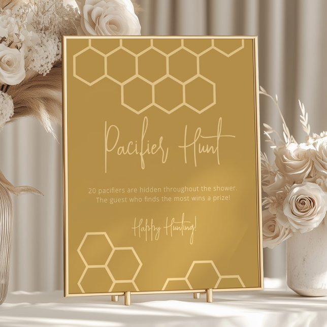 Honey Bee Pacifier Hunt Baby Shower Game Sign (Creator Uploaded)