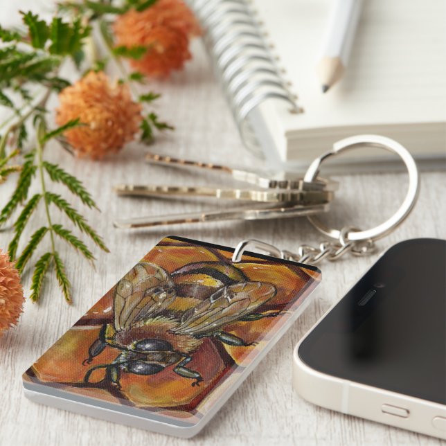 Honey Bee Painting Key Ring (Front Right)