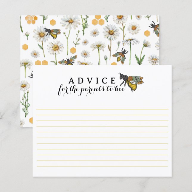 Honey Bee Parents to Bee Baby Shower Advice Card | (Front/Back)