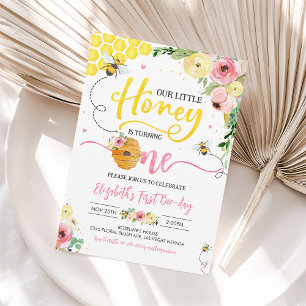 Honey Bee Party Bee 1st Birthday Bumble Birthday Invitation
