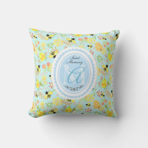 Honey Bee Pastel Blue Cushion