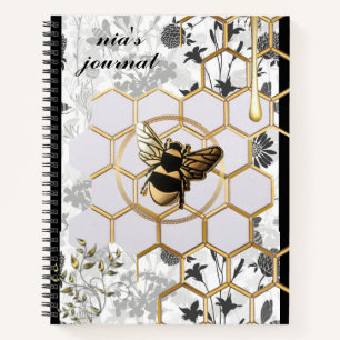 honey bee personalised journal notebook