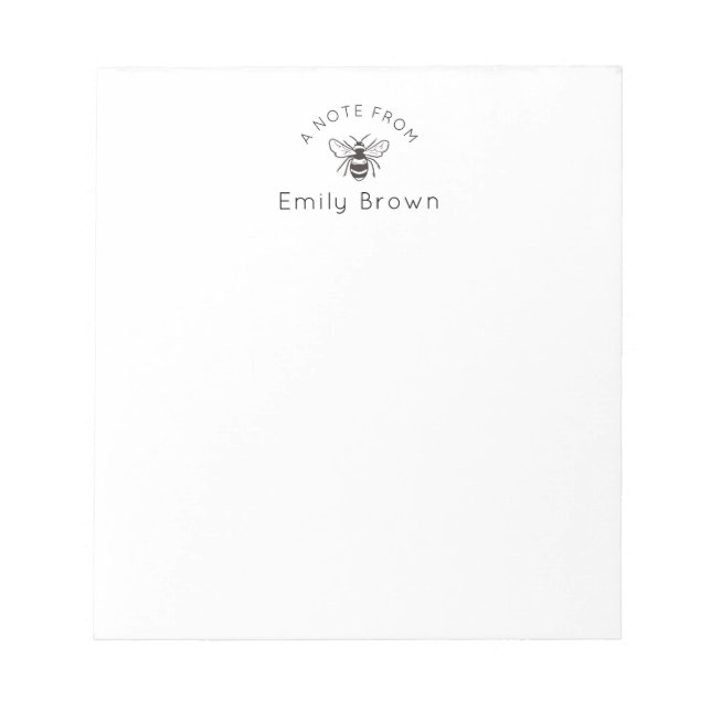 Honey Bee Personalised Notepad (Front)